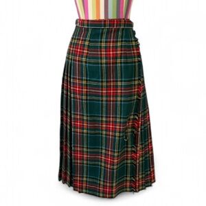 Vintage Blarney Woollen Mills Made in Ireland 100% Wool Plaid Pleated Skirt Kilt